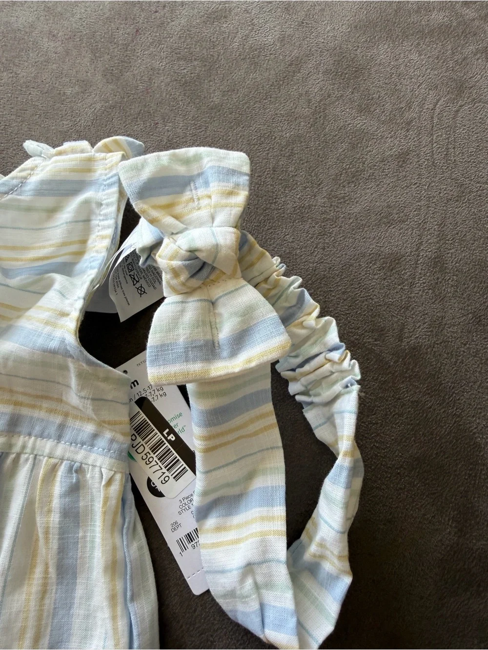 Carters Just One You Striped Baby Two-Piece and Bow Set in Light Blue & Cream